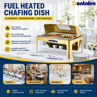 Buffet-Speisenwärmer 9L Gold Edelstahl Brennstoffbeheizter Heiß- und Kalt-Servier-Chafing-Dish für Hotel und Restaurant mit individuellem Logo