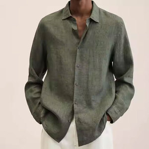 Camicie Classiche di Moda 100% Lino per <span class=keywords><strong>Uomo</strong></span>, Camicia Casual a Maniche Lunghe, <span class=keywords><strong>Abbigliamento</strong></span> Maschile di Qualità Antipiega - Product Image 6