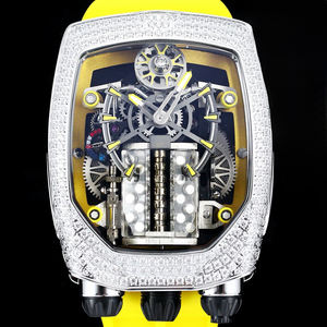 Reloj de Pulsera para Hombre de Diseño Noble y Alta Calidad, Bisel Plateado, Caja con Diamantes Moissanite, Movimiento Tourbillon, Estilo Tenis - Product Image 2