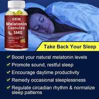 Capsules de mélatonine naturelle OEM pour adultes, complément alimentaire relaxant pour le sommeil, pour hommes et femmes, 60 gélules par flacon