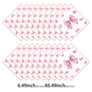 Ensemble de vaisselle jetable sur le thème des nœuds pour fête d'anniversaire et réunion d'amis : assiettes, gobelets et serviettes en papier - Product Image 4
