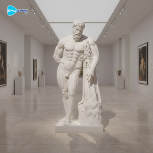 Handgemaakt Grieks marmeren Herculesbeeld op ware grootte, wit marmeren sculptuur van een naakte jonge sterkeman voor de tuin, traditioneel ontwerp - Product Image 6