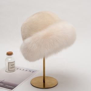 Cappello da pescatore in pelliccia di visone e volpe elegante cappello invernale con tesa in pelliccia di volpe, cappello di pelliccia che lusinga il viso - Product Image 5