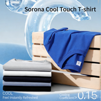Nouveau T-shirt unisexe 2026 à manches courtes raglan en Sorona, col rond, tricoté, uni, décontracté, respirant, séchage rapide, polyester/coton, coupe classique