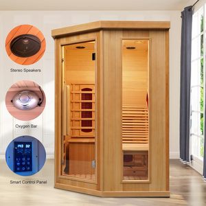 Smartmak 1 or 2 Person Full Spectrum Red Light Therapy Luxury Recliner Home Corner Canadian Hemlock <strong>Far</strong> <strong>Infrared</strong> Wood <strong>Sauna</strong> - Product Image 4