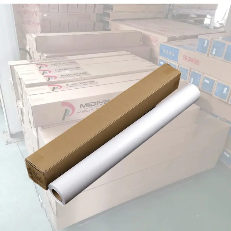 Film gulung berperekat putih grosir vinil meja cetak pvc glossy luar ruangan untuk Printer nonair ramah lingkungan UV lateks