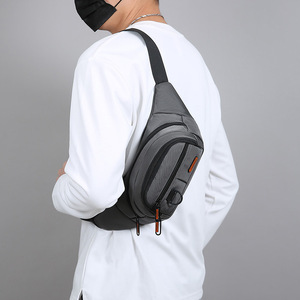 Men's Chest Bag Oxford Cloth Large Capacity Outdoor Sport Waist Pack Crossbody Single Shoulder Fanny Bag Solid Color Gray Black - Product Image 4