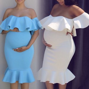 Vestidos de maternidad con hombros descubiertos para sesión de fotos, accesorios de fotografía de maternidad, vestidos para mujeres <span class=keywords><strong>embarazadas</strong></span>, ropa, vestidos de embarazo - Product Image 4