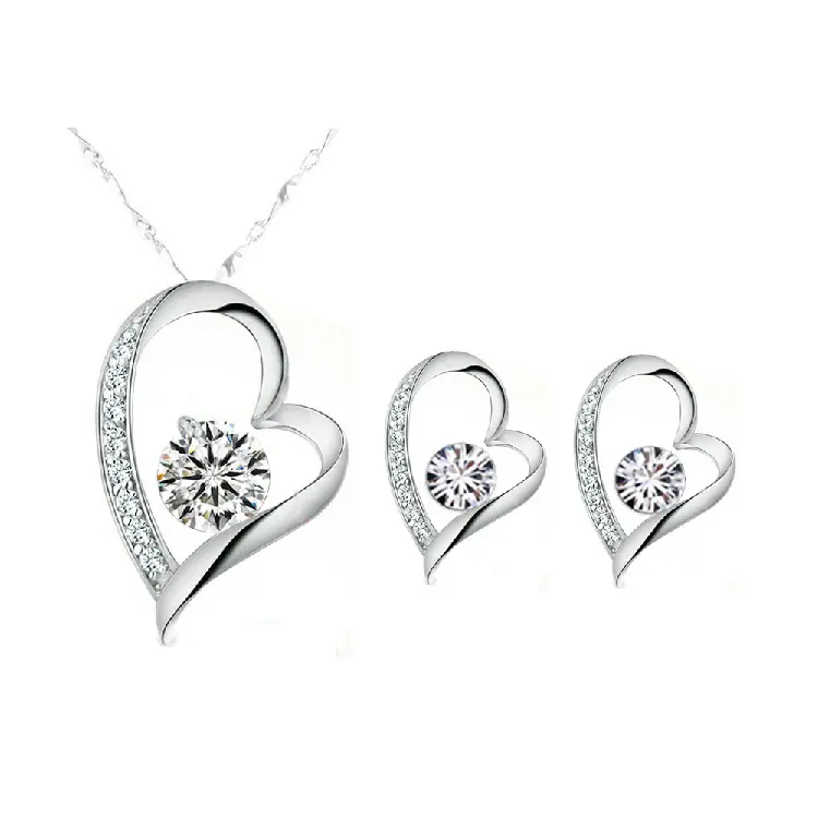Подарок на День святого Валентина, женское ожерелье с сердечком, серьги, бижутерия, комплект украшений, Дубай