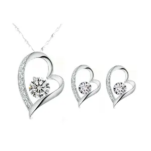 Valentine Day's Gift Women Ladies Love Heart Necklace Earring Costume Jewelry Sets Jewelry Set Dubai
