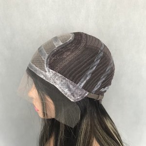 Parrucca Medica Economica in <span class=keywords><strong>Capelli</strong></span> Vergini Europei Neri, Lunga con Top in Pizzo Trasparente, Grandi Nodi Singoli, Fodera in Silicone Antiscivolo <span class=keywords><strong>per</strong></span> Alopecia - Product Image 3