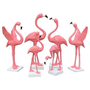 Glasvezelversterkte Plastic Flamingo Sculptuur Geometrische Buitentuin Vogel Voor Binnenplaats Vijver Winkelcentrum Interieur Hars Ambachten - Product Image 6