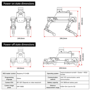 12DOF AI робот собака S1 S2 оснащен 9 осями IMU реализовать бионические действия на основе <span class=keywords><strong>Ubuntu</strong></span> 20,04 ROS2 скромный для <span class=keywords><strong>Raspberry</strong></span> <span class=keywords><strong>Pi</strong></span> 5 - Product Image 4