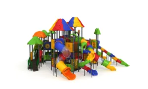 Arco-íris colorido Grande playground com torres altas e escorregadores para paisagismo e parque de diversões