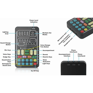 Nouveau changeur de voix <span class=keywords><strong>portable</strong></span> multifonctionnel I9 Mini carte son <span class=keywords><strong>portable</strong></span> avec 8 effets sonores changements sonores - Product Image 6