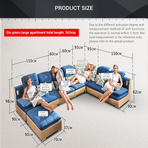 <span class=keywords><strong>Muebles</strong></span> <span class=keywords><strong>de</strong></span> Sala <span class=keywords><strong>de</strong></span> Estar Modernos, Sofá Seccional en Forma <span class=keywords><strong>de</strong></span> U <span class=keywords><strong>de</strong></span> 7 Plazas, Tapizado en Terciopelo con Mechones, Súper Suave para el Hogar - Product Image 5