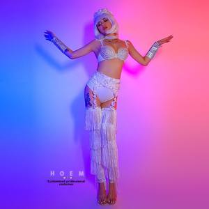 ชุดแสดงสำหรับผู้หญิง โพลีเอสเตอร์ 100% สำหรับการแสดงในบาร์ ดีเจ ไนต์คลับ ชุดเซ็กซี่สำหรับนักเต้นโกโก้ ทัวร์ ชุดนางฟ้าประดับพู่ ชุดนักเต้นนำทีมบนเวที ชุดดิจิทัล - Product Image 2