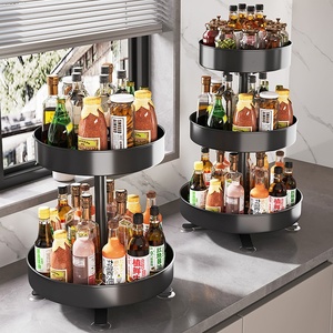 Estante giratorio de plástico de 3 niveles para especias de cocina, organizador de botellas y tarros de condimentos con rotación de 360 grados - Product Image 1