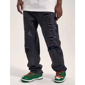 Pantalones Desgastados de Alta Calidad con Impuestos Incluidos <span class=keywords><strong>en</strong></span> EE. UU., Pantalones Ajustados Desgastados para Hombre, Pantalones Vaqueros Ajustados con Estampado de Camuflaje, Logotipo Personalizado, Pantalones Ajustados W57 - Product Image 3