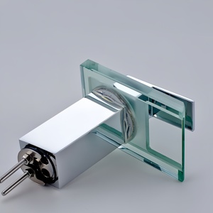 <span class=keywords><strong>Led</strong></span> thay đổi màu sắc thủy tinh đồng thau lỗ duy nhất hiện đại Thác vòi nước phòng tắm Vanity van gốm lõi sàn gắn phòng ngủ - Product Image 5