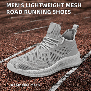Chaussures de course d'été pour hommes, baskets athlétiques basses en tissu respirant pour la course sur route et sur sentier, avec lacets - Product Image 2