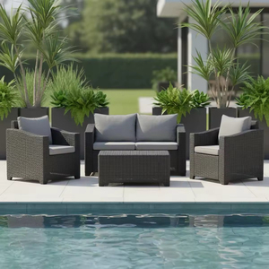 Conjunto de Sofás Seccionales de Ratán Curvos y Redondos, Ergonómicos y de Lujo, con Cojines Removibles Resistentes a la Intemperie para Jardín, Villa o Terraza - Product Image 6