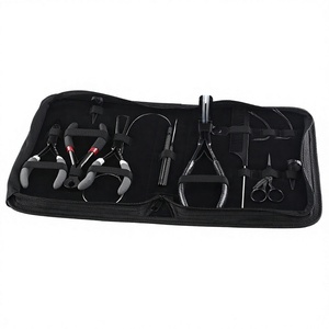 Kit de 10 outils professionnels en acier inoxydable pour extensions capillaires : outils de coiffage, mini-ciseaux, pince à micro-perles pour tissage et pince à séparer les mèches - Product Image 1
