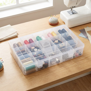 Caja de Almacenamiento de Plástico Ajustable de 15 Compartimentos con Divisores Extraíbles, Organizador Transparente para Joyas y Cuentas, para Manualidades - Product Image 2