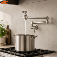 Robinet de cuisine mural vintage en laiton massif, à double articulation et bras pivotant, pour eau froide, idéal pour la vente en gros