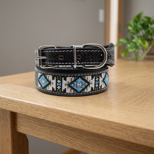 Hand Made Premium Quality 100% Cow Leather Soft Padded Adjustable Dog <b>Collar</b> with Rivet Solid Pattern Bulk Indian Manufacturer - Product Image 3