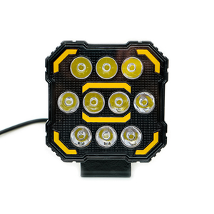 Phare <span class=keywords><strong>de</strong></span> travail LED carré avant <span class=keywords><strong>de</strong></span> 4 pouces pour moto, blanc et jaune, avec fonction flash et projecteur auxiliaire - Product Image 1