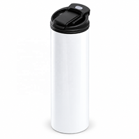Tumbler Stainless Steel Putih Tipis untuk Sublimasi, Wadah Minuman Kosong, Dapat Dicetak Logo dengan Heat Press, Gourde 20 oz, Olahraga, Luar Ruangan, Modern