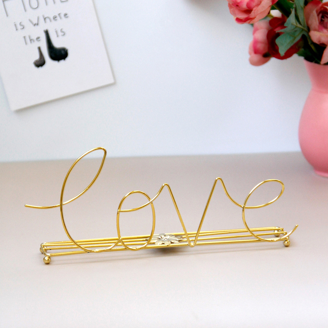 Factory Direct Wholesale Stylish 'Love' for Home Decor Golden Wire Art Decor for Home Interior Home Decoration Items