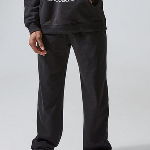 Men's Black Hooded Sweatshirt Set With Front Print Pocket Regular Fit Casual Autumn Wear - Product Image 5