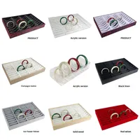Plateau de présentation de bracelets de bijoux à 40 emplacements Boîte d'emballage en jade Grille de rangement Accessoires pour la présentation de bracelets