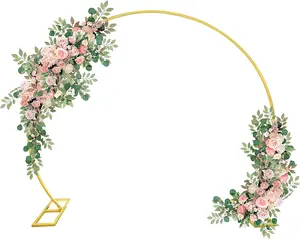 Metal Golden Floral Arch Half Circle Balloon Arch Stand for Wedding, Baby Shower, Graduation Party