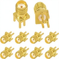 Conectores SMA, Conector Coaxial RF Hembra, Conector de Montaje en Borde de PCB, Adaptador de Soldadura, Orificio Vertical, 10 Piezas