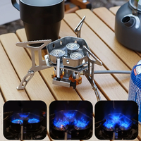 Camping en plein air Portable Pliant Mini Pique-Nique Cuisinière Randonnée Coupe-Vent Allumage Électronique Réchaud À Gaz À Trois Têtes