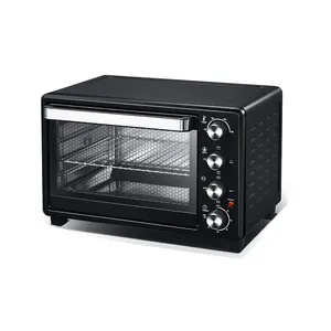 Oven Pizza Stainless Steel 6 Iris 28L, Alat Pemanggang Roti Portabel Dapur Rumah, Oven Multifungsi Elektrik Rumah Tangga