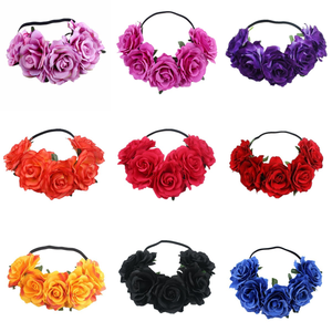 Nicro Nouveau Bandeau de Cheveux Créatif en Flanelle Colorée avec Roses, Accessoire <span class=keywords><strong>Photo</strong></span>, Réglable, 5 Fleurs Artificielles, pour Fête Costumée - Product Image 4