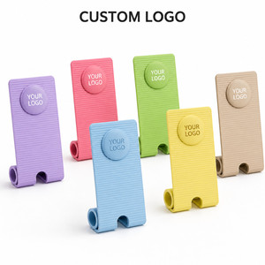 Custom Logo Foldable Silicone Phone Stand Portable Flexible Smartphone <b>Holder</b> Multi Angle Desk Support for <b>iPhone</b> Samsung Tablet - Product Image 3