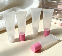 Tube de gloss à lèvres vide en PE souple, translucide givré, avec embout intérieur incliné détachable, pour emballage d'huile ou de brillant à lèvres