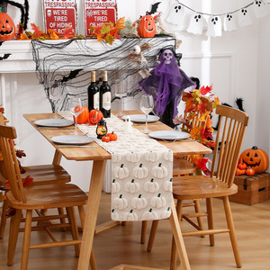 Halloween 3D Quilted Embroidered Pumpkin Table <strong>Runner</strong> 100% Polyester <strong>Washable</strong> &amp; Durable for Party and Home Decor - Product Image 4