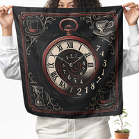 Tissu de lecture de cartes de tarot en velours |   Tapis de divination au design d'une horloge vintage pour le tarot, l'oracle et les rituels spirituels