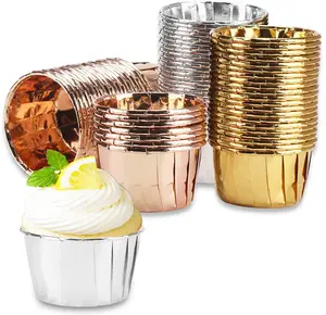 De gros papier cupcake cuvette 3oz-Mini gobelets de cuisson jetables, pièces, en papier aluminium, pour gâteaux, doublures de Cupcake