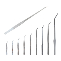 Pince d'alimentation en acier inoxydable pour animaux, tête coudée, manche allongé, pince pour animaux de compagnie, oiseaux, reptiles, pointe antidérapante