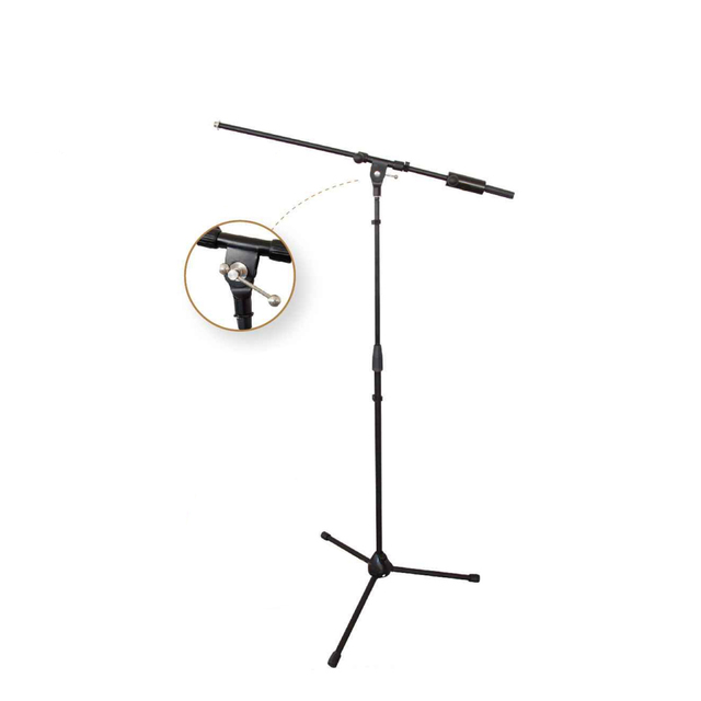 Adjustable Foldable Telescopic Microphone Stand with Dual Mic Clip Dual Stage Microphone Holder for Musical Instruments