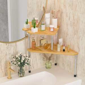 Organisateur <span class=keywords><strong>de</strong></span> salle <span class=keywords><strong>de</strong></span> bain Étagère d'angle <span class=keywords><strong>de</strong></span> comptoir 2 niveaux Salle <span class=keywords><strong>de</strong></span> bain Bambou Étagère à épices <span class=keywords><strong>Cuisine</strong></span> Comptoir Organisateur Espace - Product Image 2