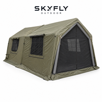 Tente gonflable imperméable en tissu Oxford pour le camping, 10 personnes, 2 chambres avec extension à 8+8 poteaux gonflables, porte en maille portable
