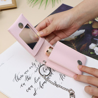 Organisateur de rouge à lèvres personnalisé avec miroir, étui portable en cuir PU, compact de maquillage pour retouches, cosmétique de voyage et de loisirs